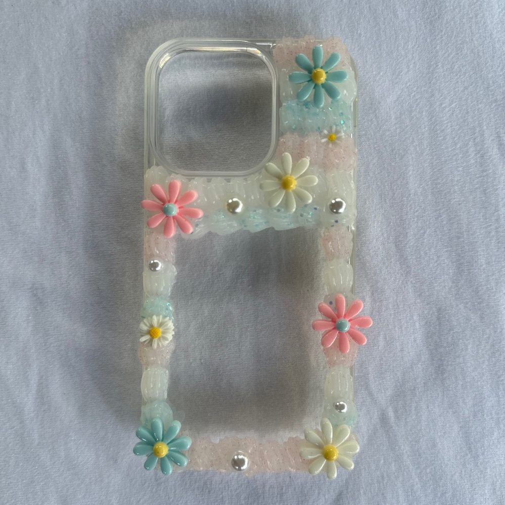 clear silicone iPhone 14 case, decoden flowers